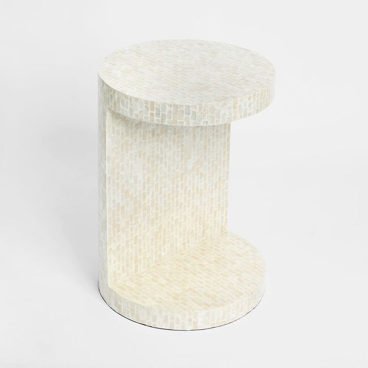 Miami White Shell  Side
 Table