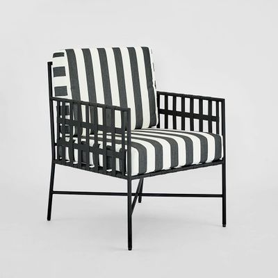Sheffield Arm Chair Outdoor B/W Stripe Cushions