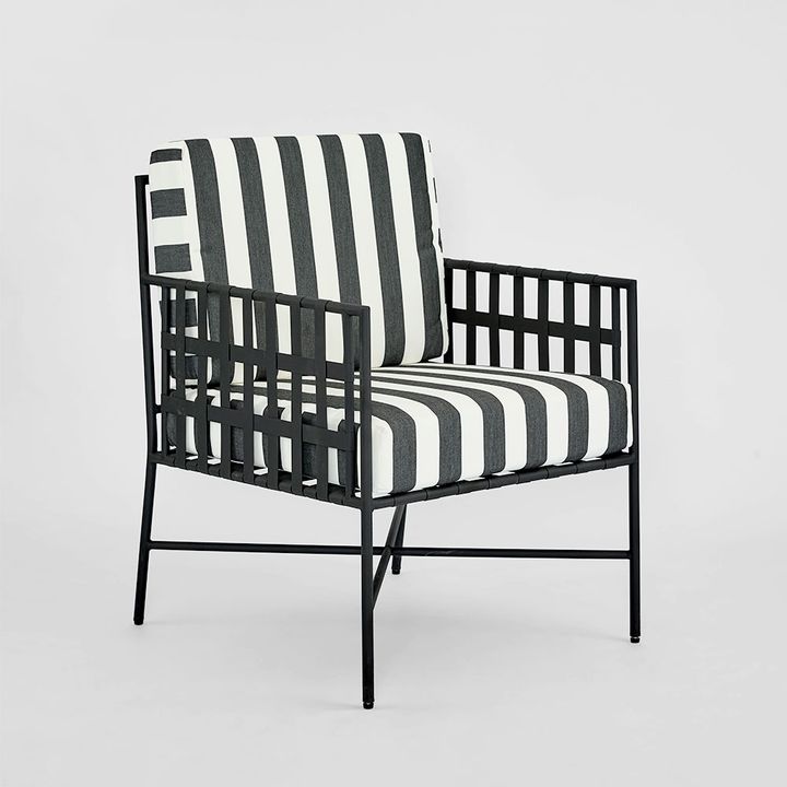 Sheffield Arm Chair Outdoor B/W Stripe Cushions