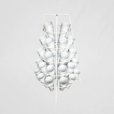 Half Circle Metal Flower Rack with 22 Buckets White