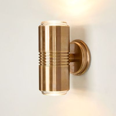 Primrose Up and Down Outdoor Wall Light Antique Brass