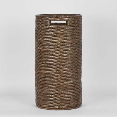 Paume Rattan Tall Basket Antique Brown
