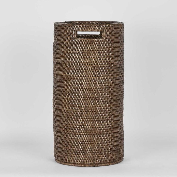 Paume Rattan Tall Basket Antique Brown