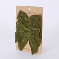 Velvet Bows w Clip Green - Set of 4