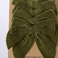 Velvet Bows w Clip Green - Set of 4