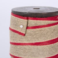 Jute Ribbon Red Trim 25mm x 10m