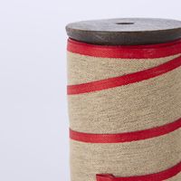 Jute Ribbon Red Trim 40mm x 10m