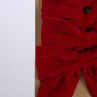 Velvet Bows w Clip Red - Set of 4