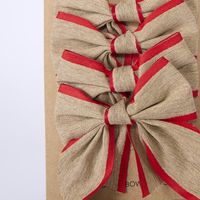 Jute Bows Red Trim w. Ties - Set of 4