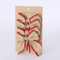 Jute Bows Red Trim w. Ties - Set of 4