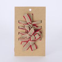 Jute Bows Red Trim w. Ties - Set of 4