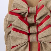 Jute Trim Bows w Clip Red - Set of 4