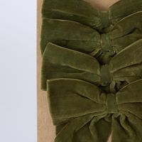 Velvet Bows w Ties Green - Set of 4