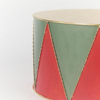 Antique Metal Drum Red & Green