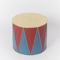 Antique Metal Drum Red & Blue