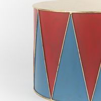 Antique Metal Drum Red & Blue
