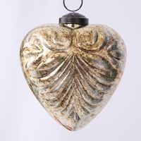 Pattern Heart Glass Decoration Gold