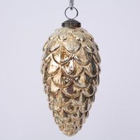 Antiqued Glass Pinecone Decoration Gold Large