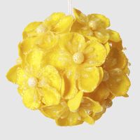 Glitter Hydrangea Bauble Yellow