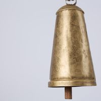 Rustic Tapered Cow Bell Large Antique Gold