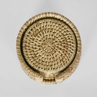 Paume Rattan Round Coaster Set 6 Natural