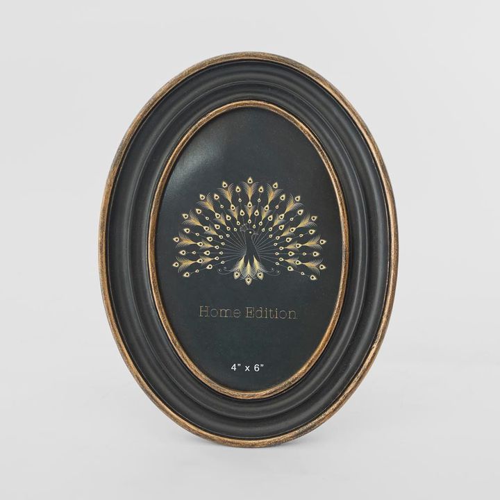 Vera Oval Photo Frame 4 x 6 Black & Gold