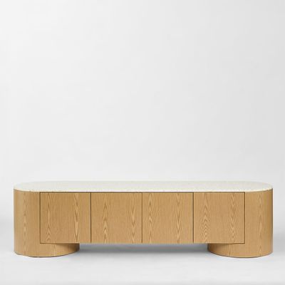 Arlo Entertainment Unit Light Oak & Terrazzo