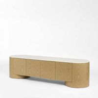Arlo Entertainment Unit Light Oak & Terrazzo
