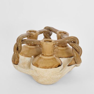 Petal Bud Vase Mustard & White