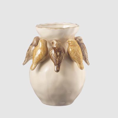 Palma Bird VaseYellow & Cream