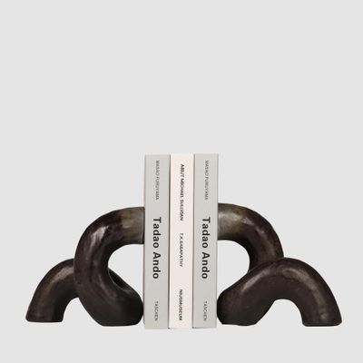 Twist Ceramic Bookends Black
