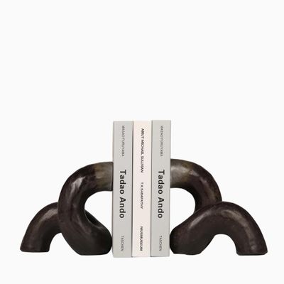Twist Ceramic Bookends Black