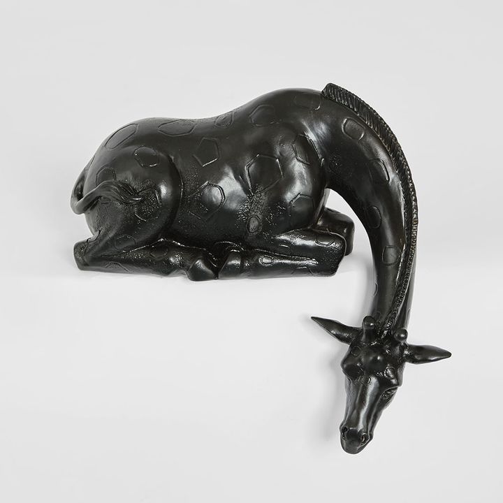 Marcel Sitting Giraffe Sculpture Black