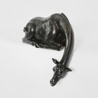 Marcel Sitting Giraffe Sculpture Black
