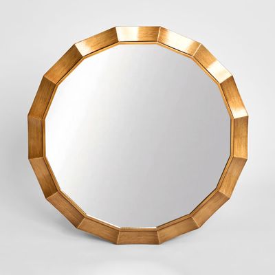 Facet Octagon Round Mirror 70cm Bronze