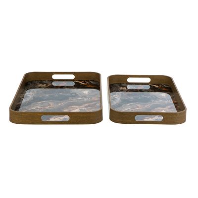 Granite Glass Tray Set of 2