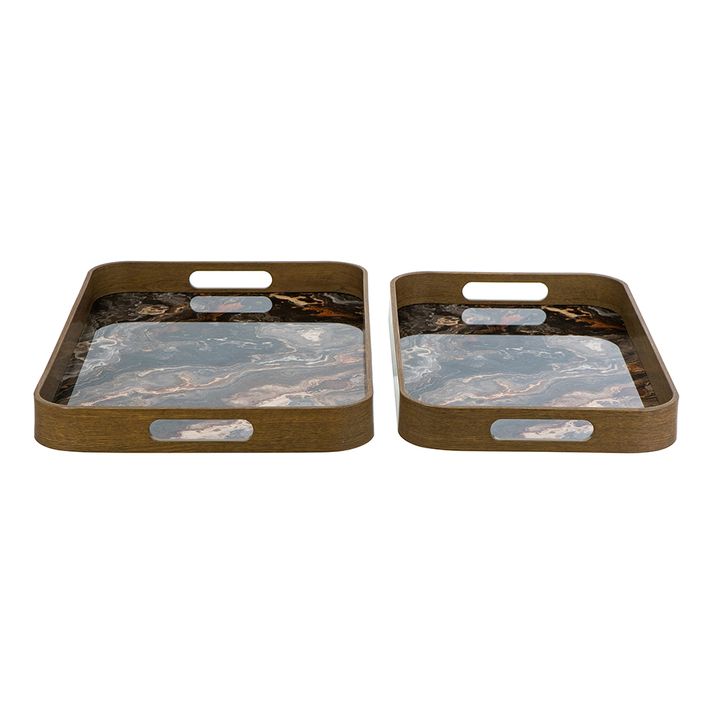 Granite Glass Tray Set of 2