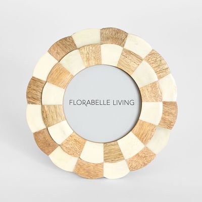 Vena Bone Inlay 4x 4" Photo Frame Natural & White