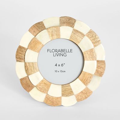 Vena Bone Inlay 4x 4" Photo Frame Natural & White