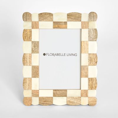 Vena Bone Inlay 5 x 7 " Photo Frame Natrual & White