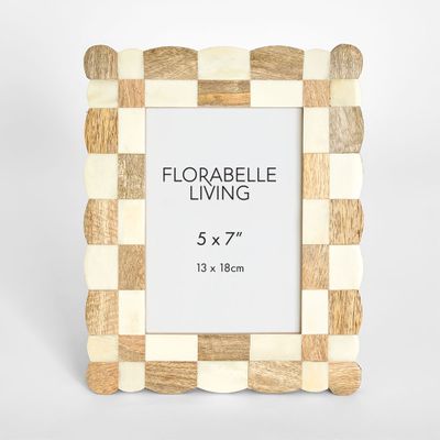 Vena Bone Inlay 5 x 7 " Photo Frame Natrual & White