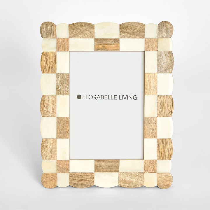 Vena Bone Inlay 5 x 7 " Photo Frame Natrual & White