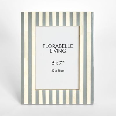 Lira Bone Inlay 5 x 7 " Photo Frame Grey & White