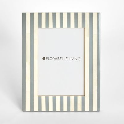 Lira Bone Inlay 5 x 7 " Photo Frame Greay & White