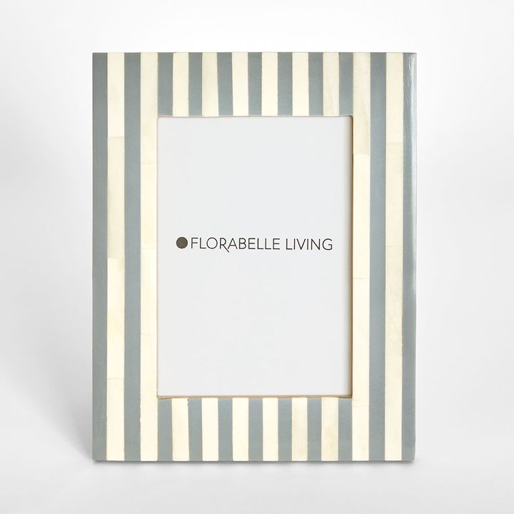 Lira Bone Inlay 5 x 7 " Photo Frame Grey & White