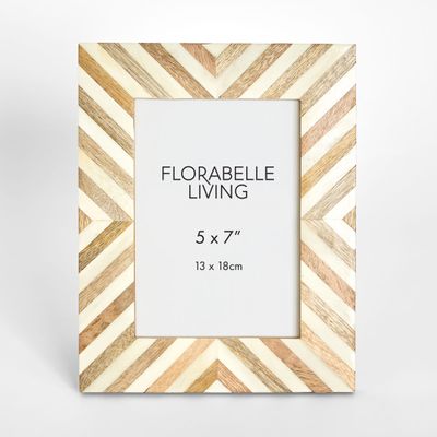 Tova Bone Inlay 5 x 7 " Photo Frame Natrual & White