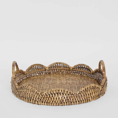 Mesa Rattan Scallop Tray Brown