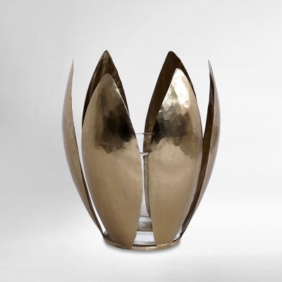 Lotus Leaf Hammered Tealight Candle Holder