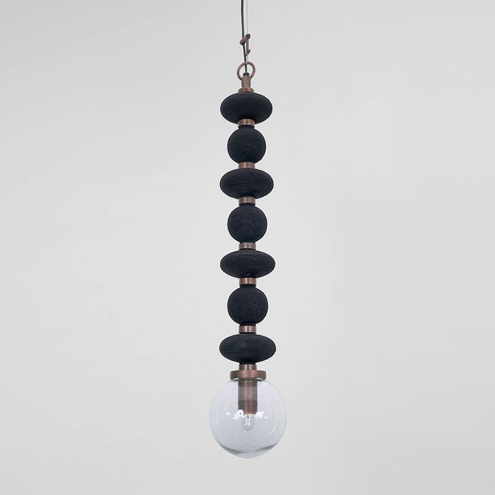 Ribbed black Thread Ceiling Pendant