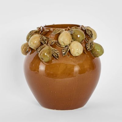 Pear Vase Brown & Cream